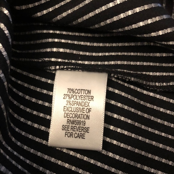 Apt.9 Pin Strip Silver & Black Shiny Button Down Blouse - Picture 8 of 9